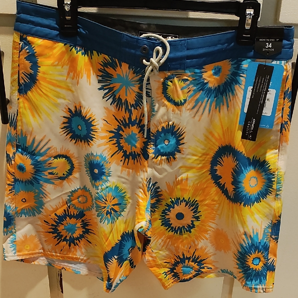 O'Neill Blue and Orange Men's Swim Board Shorts